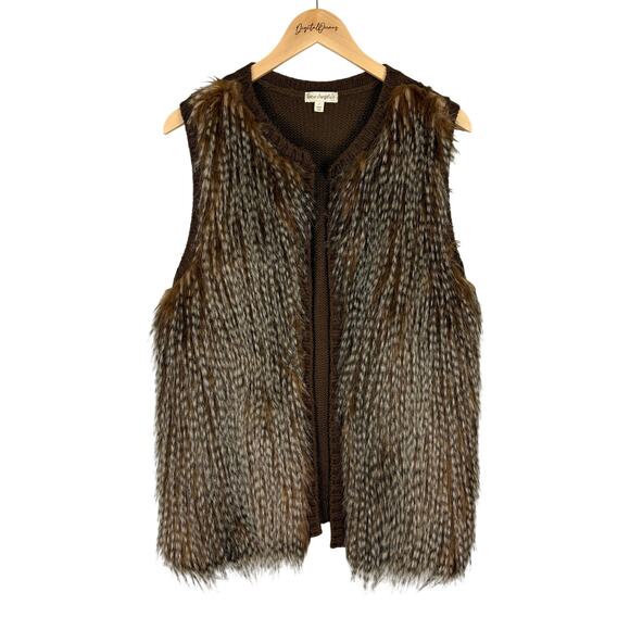 love on a hanger Jackets & Blazers - Bambicore Faux Fur Knit Vest L Whimsical Boho Festival Nature Forestcore Fuzzy